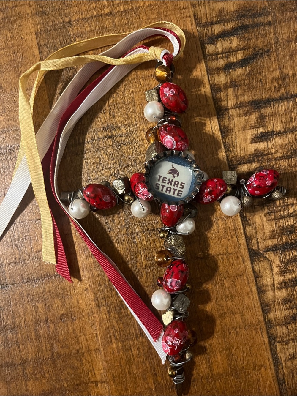 Texas State University Bobcats Decor Cross Artisan one of a kind